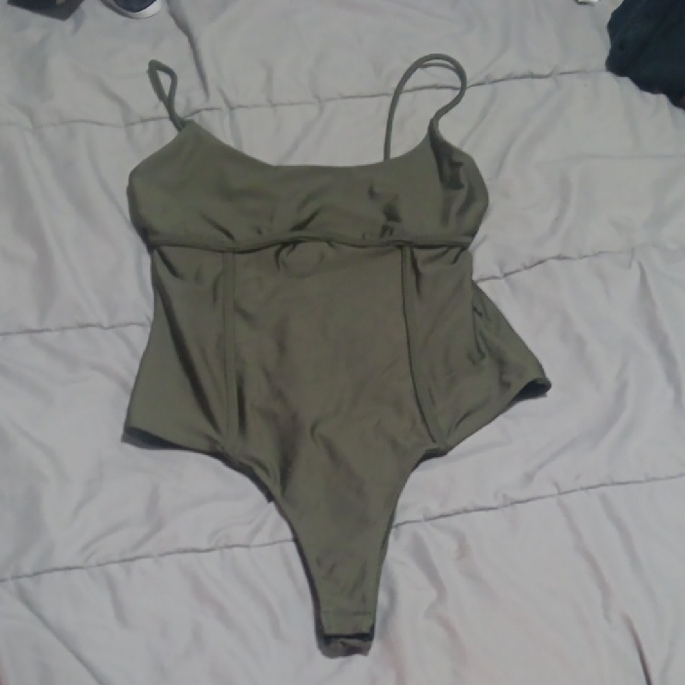 Free With Any Purchase Olive Green One-Piece Swimsuit